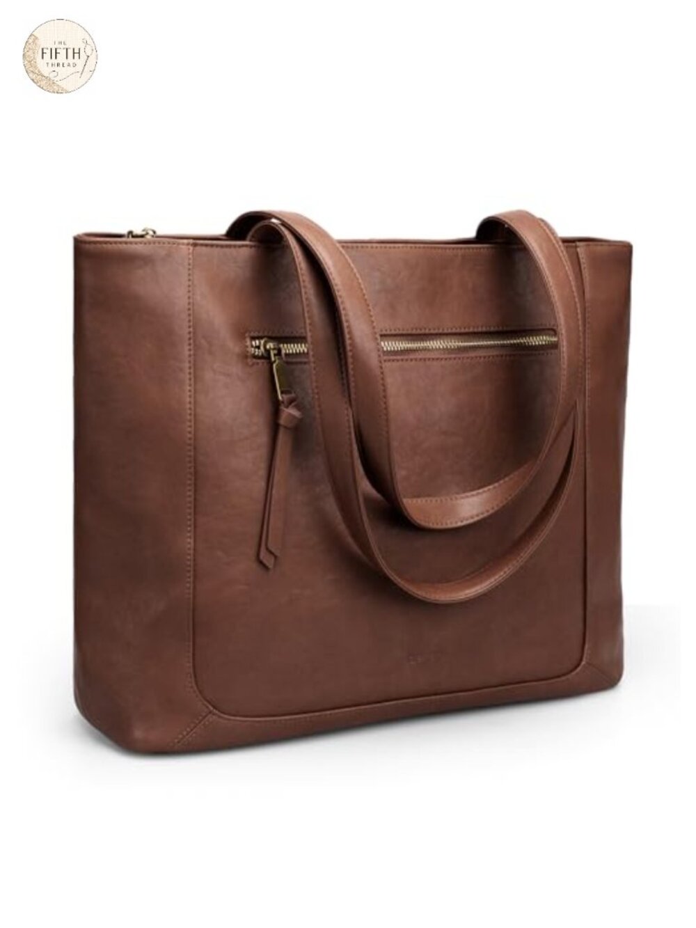 Genuine Leather Tote Bag for Women, Large Work Tote with Zipper and 15.6"
